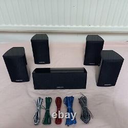 120W black ONKYO Satellites & centre SURROUND speakers WALL mountable 6? CABLES