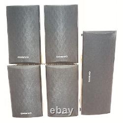 120W black ONKYO Satellites & centre SURROUND speakers WALL mountable 6? CABLES