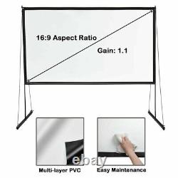 150 Projector Screen with Stand Outdoor Indoor Home Theater Backyard Movie 169HD