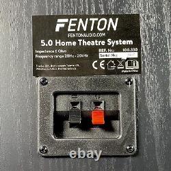 2 x Fenton 5.0 Surround Sound Speakers System Hi Fi Home Cinema Theatre Black