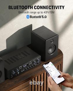 4 Channel Stereo Audio Amplifier Receiver, Bluetooth 5.0 Home Theater 440W withUSB