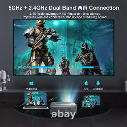 5G 4K Smart Projector HD LED 12000Lms WiFi Bluetooth Android TV Home Theater UK