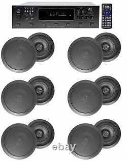 6000w (6) Zone Home Theater Bluetooth Receiver+(12) Black 8 Ceiling Speakers