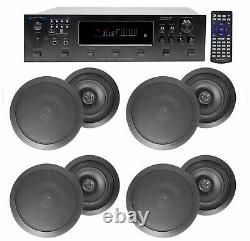 6000w (6) Zone, Home Theater Bluetooth Receiver+(8) Black 8 Ceiling Speakers