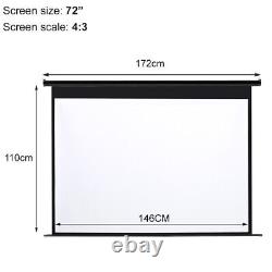 72-120inch Electric Motorised Projector Screen Home Cinema Theater Remote HD TV