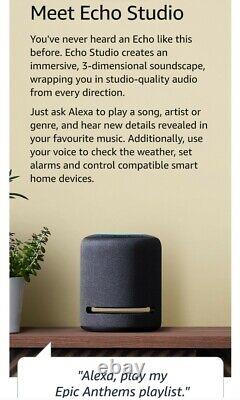 Amazon Echo Studio Black Smart Speaker with Alexa Works as Home Theater