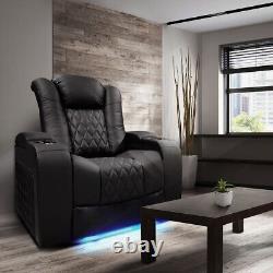 Big Sale Valencia Tuscany Black Leather Power Reclining Home Theatre Chair