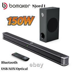 Bomaker 150W Sound Bar Bluetooth Bass Subwoofer Home Theater TV Speaker Remote