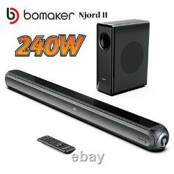 Bomaker 240W Bluetooth Sound Bar Bass Subwoofer Home Theater TV Speaker Remote