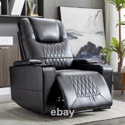 Electric Recliner Chair Lighting Gaming Home Theater Seating Leather Sofa QB