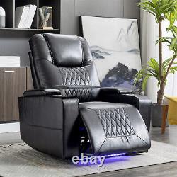 Electric Recliner Chair Lighting Gaming Home Theater Seating Leather Sofa QW