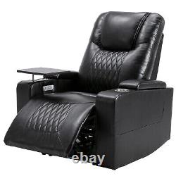 Electric Recliner Chair Lighting Gaming Home Theater Seating Leather Sofa QW