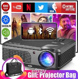 HD Smart Android 6.0 Projector BT Wifi Video 1080p Home Theater 5000lumens HDMI