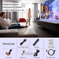 HD Smart Android 6.0 Projector BT Wifi Video 1080p Home Theater 7500lumens HDMI