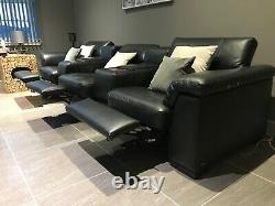 Natuzzi Black Leather Reclining 3 Seat Home Cinema/Theatre Seating. Now reduced