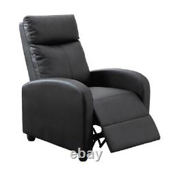 Recliner Armchair Padded Seat Black PU Leather Adjustable Sofa Theater Home BN