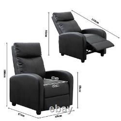 Recliner Armchair Padded Seat Black PU Leather Adjustable Sofa Theater Home BN
