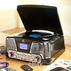 Record Player/Turntable Black GPO Memphis CD/Radio/MP3/USB Music System