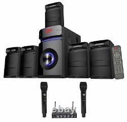 Rockville Hybrid Home Theater Karaoke Machine System with5.25 Sub+2 Wireless Mics