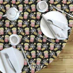 Round Tablecloth Snacks Theater Cinema Tickets Home Theater Cotton Sateen