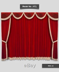 Saaria Drape Decor Movie Home Theater Event Stage Velvet Curtain 8'W x 8'H HT-1