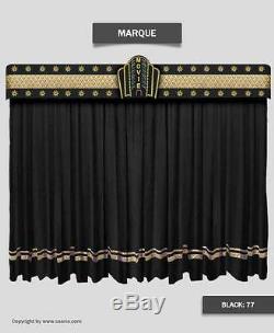 Saaria Marquee Velvet Home Theater Stage Curtains 12'W x 8'H Black Custom Logo