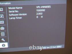 Sony VPL-VW665 VPL-VW665ES 4K SXRD 3D Home Theater Projector READ