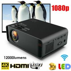 UK 12000 Lumens Smart LED Projector Android WiFi Bluetooth Home Theater Cinema