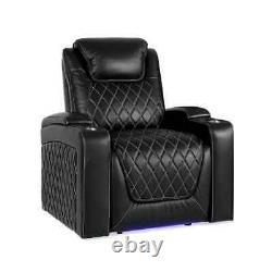 Valencia Home Theatre Chair Oslo Power Reclining, LED Base In Black Leather