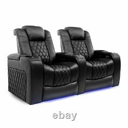 Valencia Tuscany Row of 2 Black Leather Power Reclining Home Theatre Seating