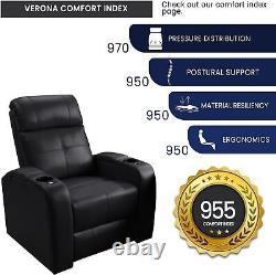Valencia Verona Home Theater Seating Premium Leather, Padded Cushions, Chaise