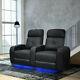 Valencia Verona Row Of 2 Black Leather Power Reclining Home Theatre Seating