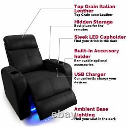 Valencia Verona Row of 4 Black Leather Power Reclining Home Theatre Seating