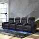 Valencia Verona Row Of 4 Power Reclining Black Leather Home Theatre Seating