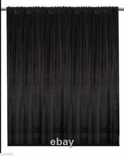Velvet Curtain Panel Drape 8W x 12H Black Home Theater Energy Efficient Curtain