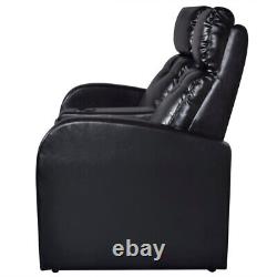 VidaXL 2-Seater Home Theater Recliner Sofa Black Faux Leather