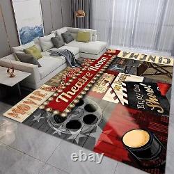 Vintage Home Theater Red Cinema Movie Theater Area Rugs Home Decor Floor Mat