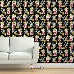 Wallpaper Roll Snacks Theater Cinema Tickets Home Theater Popcorn 24in x 27ft