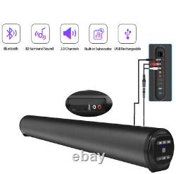 Wireless Bluetooth 5.0 TV Soundbar Home Theater Sound Bar Subwoofer Speaker USB